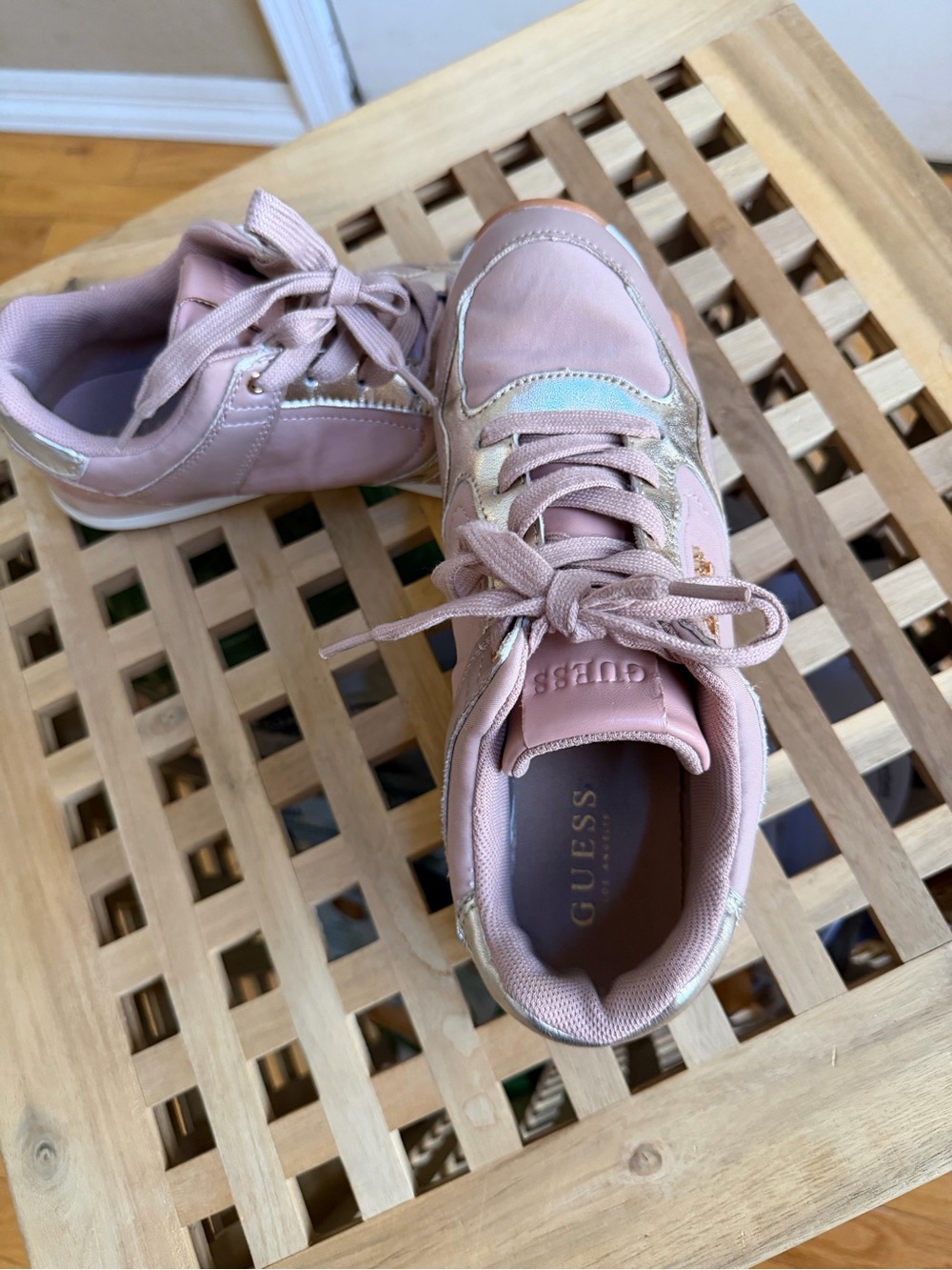 GUESS Pink Metallic Accent Women's Athletic Sneakers